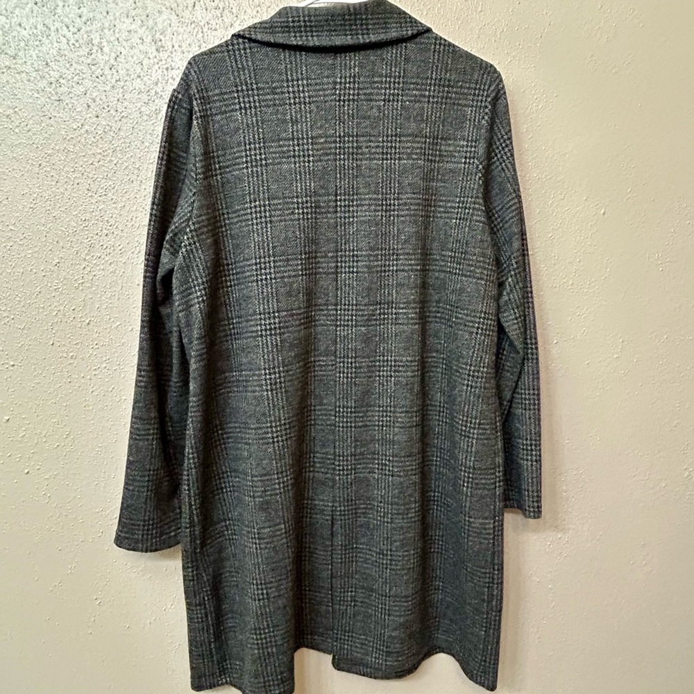 Anthropologie Harlyn Gray Plaid Longline Jacket Coat Large NWT - Picture 5 of 9